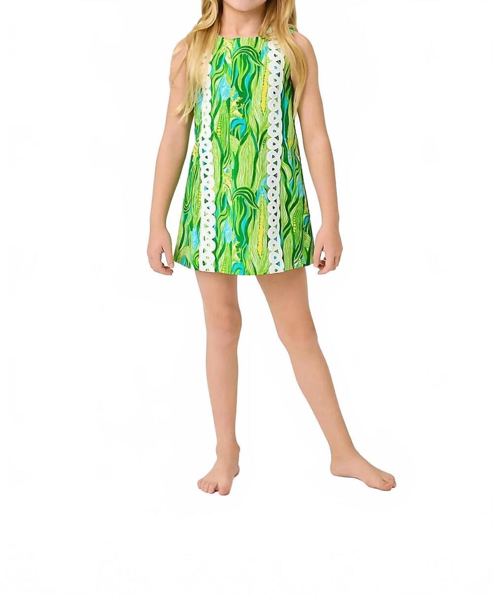 NEW LILLY PULITZER girls little lilly classic shift dress in turquoise tide swee